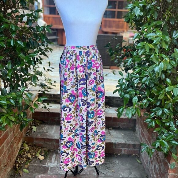 VINTAGE HAND TAILORED PAISLEY BOHO FLORAL MOTIF MAXI LENGTH SKIRT SMALL - Picture 10 of 15